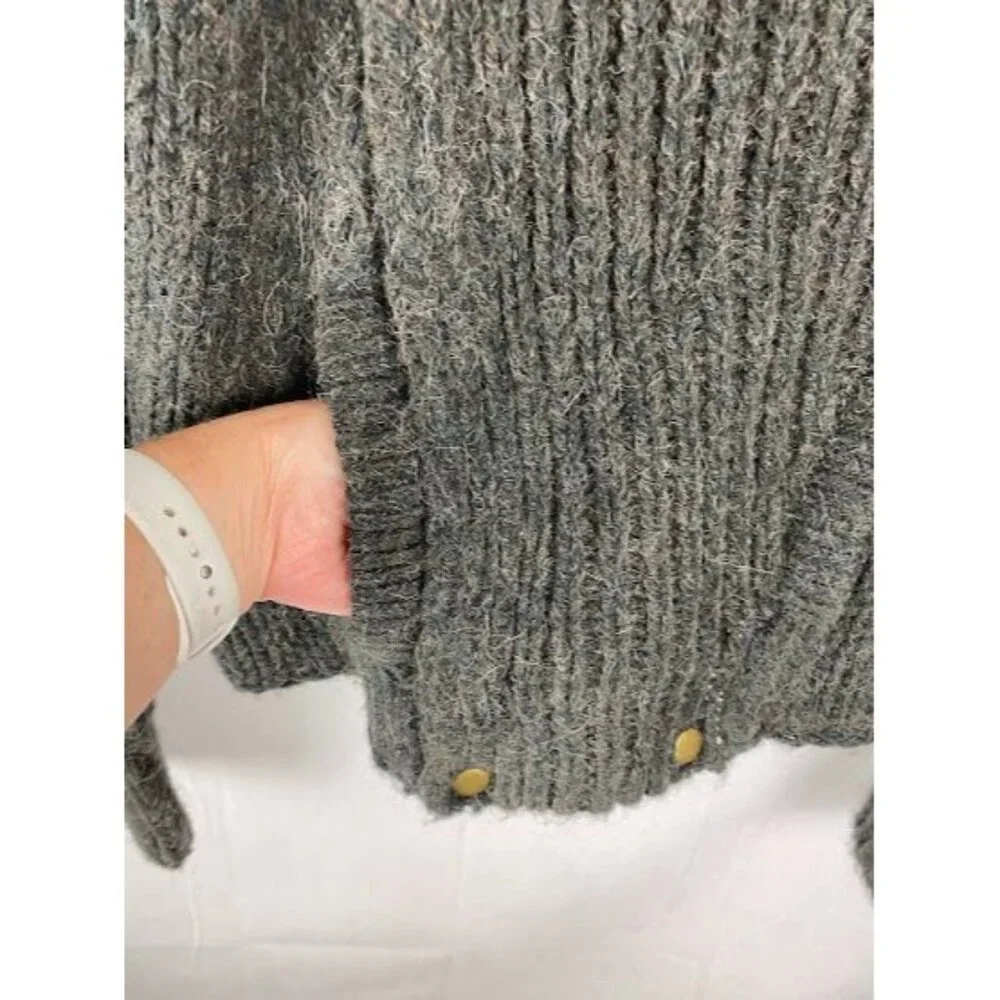 Twelfth Street By Cynthia Vincent Gray Alpaca Blend Sweater Jacket style# S9517 - Picture 6 of 14